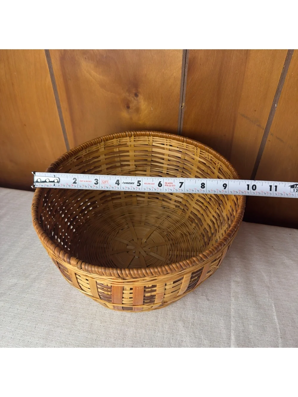 Vintage Handwoven Wicker Basket Round Boho Farmhouse Storage Decor 10 Inch